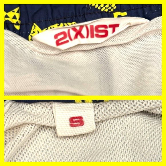 2XIST Ibiza Mens S Swim Trunks Shorts Deco Sea Print Navy Yellow Fish Drawstring - Picture 11 of 11